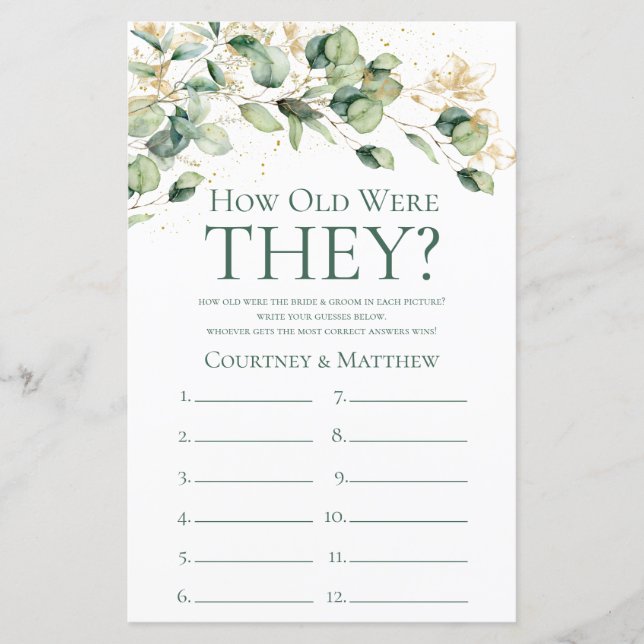 Eucalyptus Quantos Anos Tinham O Jogo De Chá de pa (Frente)