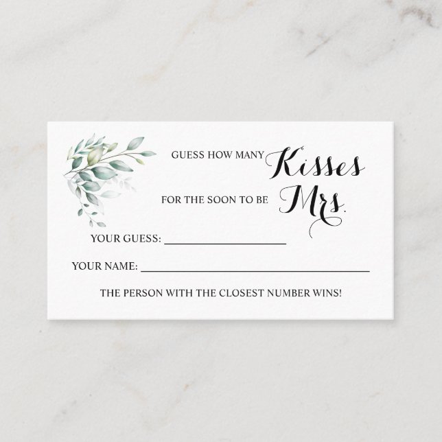 Eucalyptus quantos beijos para o cartão de Sra. Sh (Frente)