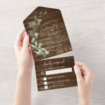 Eucalyptus Rustic Country Wood Weding RSVP