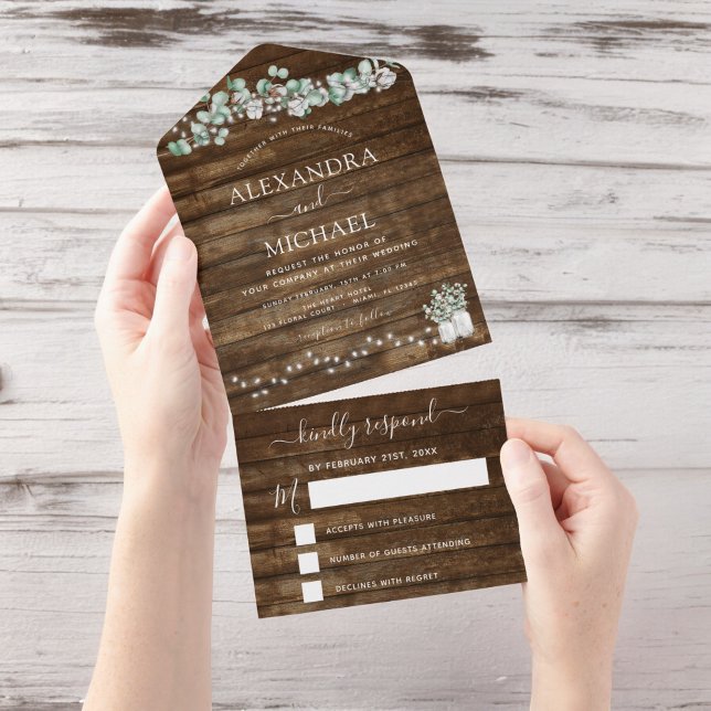 Eucalyptus Rustic WedString Lights RSVP (Criador carregado)