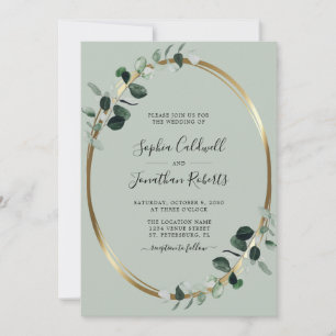 Eucalyptus Sage Dourado Convite Para Casamento Met