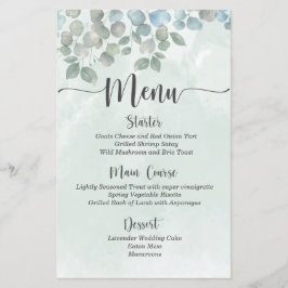 Eucalyptus sage green watercolor Menu Casamento