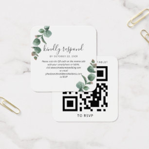 Eucalyptus Script Greenery Wedding Código QR RSVP