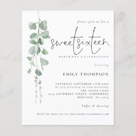 Eucalyptus Script Sweet 16 Convite
