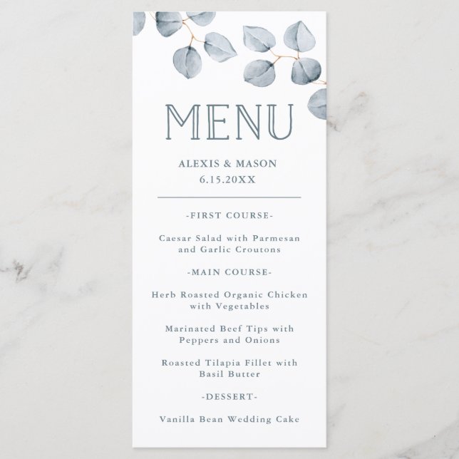 Eucalyptus Simplicity | Menu Casamento (Frente)