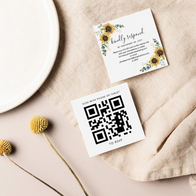 Eucalyptus Sunflower Código QR Casamento Website R (Criador carregado)