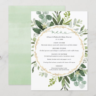 Eucalyptus verde-ouro simples menu elegante