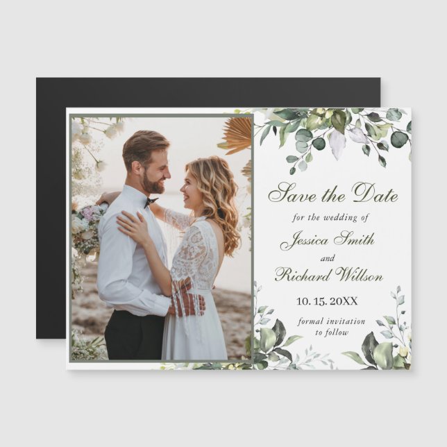 Eucalyptus Watercolor Guarda a Placa Magnética de  (Frente/Verso)