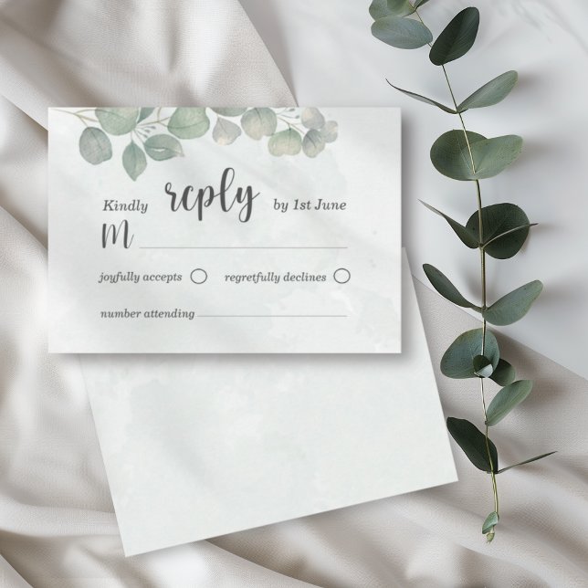 Eucalyptus Watercolor Sage green RSVP Wedding (Criador carregado)