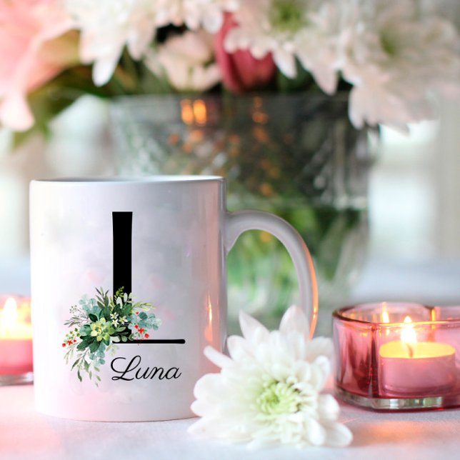 Eucalyptus Watercolor script monograma - caneca de (Criador carregado)