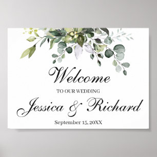 Eucalyptus Watercolor Wedding - Sinal Poster de Bo