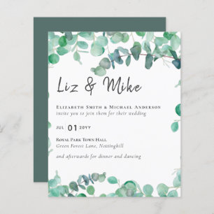 Eucalyptus Wedding Invitation Budget Greenery Leaf