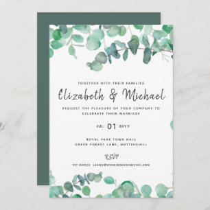 Eucalyptus Wedding Invitation Budget Greenery Leaf