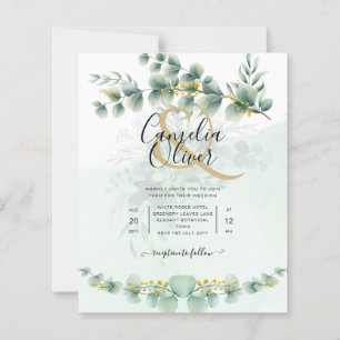 Eucalyptus Wedding Invitation Modern Greenery Dour
