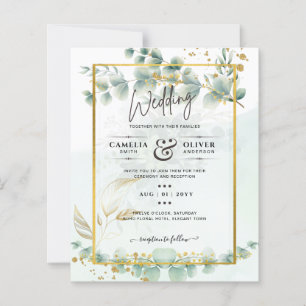 Eucalyptus Wedding Invitation Modern Greenery Dour