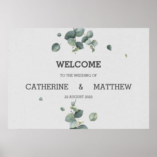Eucalyptus Wedding Sign Poster (Frente)