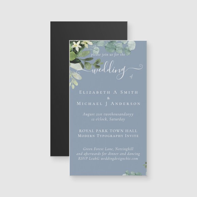 Eucalyptus Wedding Watercolor Vergy Convites (Frente/Verso)