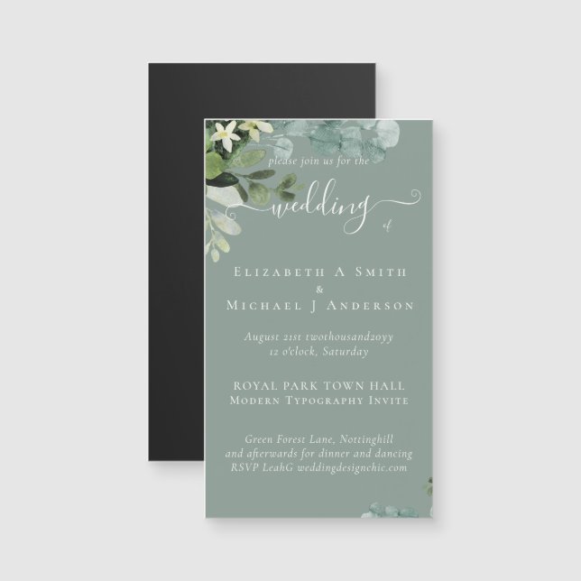Eucalyptus Wedding Watercolor Vergy Convites (Frente/Verso)