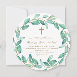 Eucalyptus Wreath com Convite Cruzado para Batismo