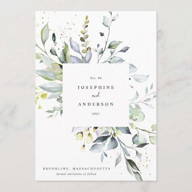 Eucalyptus Wreath Save Menu Date (Menu Data) (Frente)