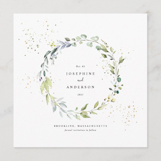 Eucalyptus Wreath Save Menu Date (Menu Data) (Frente)