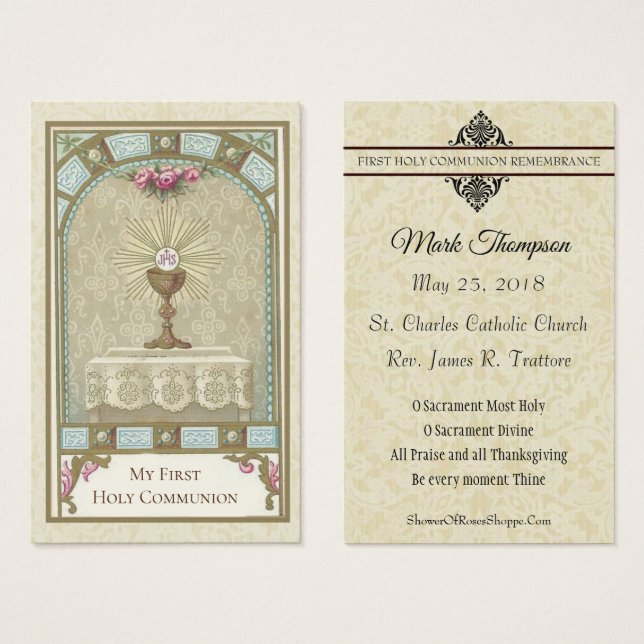 EUCHARISTA DE PRIMEIRA COMUNICAÇÃO HOLY EM ALTAR (Frente & Verso)
