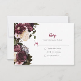 Euforia Boho Borgonha Rosa Branco Floral RSVP |