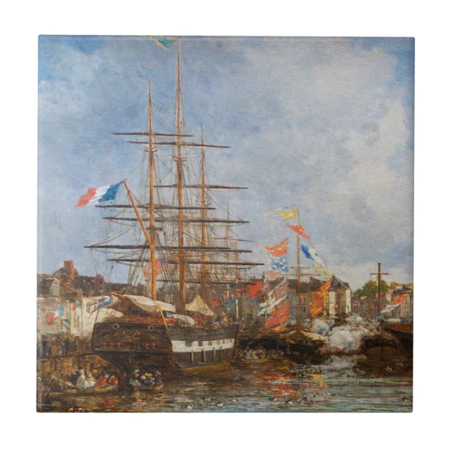 Eugene Boudin - Festival no Porto de Honfleur (Frente)