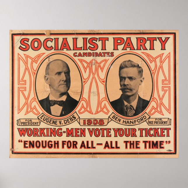 Eugene V. Debs Partido Socialista 1908 Poster (Frente)