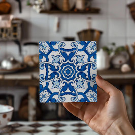 European Vintage Sintra Blue Design Tile Coasters