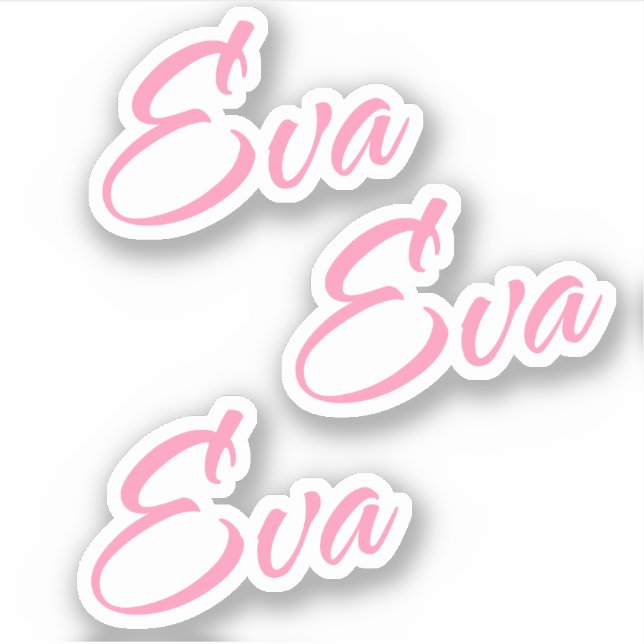 Eva Nome decorativo no adesivo cor-de-rosa x3 (Frente)