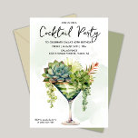 EVENTO - Cocktail Greenery Convite<br><div class="desc">Coquetel Coquetel Verde Watercolor Martini Foliage Cactus Cactos Suculenta Bebidas Álcool Fiesta Plantas Verdes Janto Noivado de Aniversário Partido do Aquecimento Doméstico Novo Convite Para Passe</div>