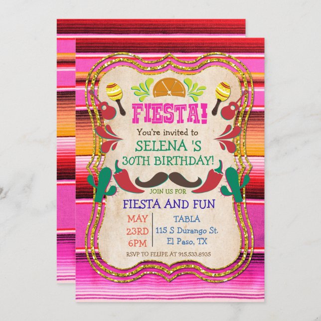 EVENTO - Convite de festas Fiesta Mexicano (Frente/Verso)