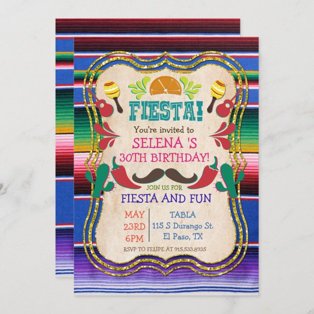 EVENTO - Convite de festas Fiesta Mexicano (Frente/Verso)