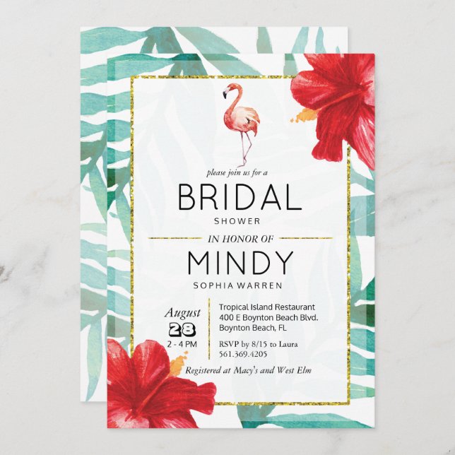 EVENTO - Convite Tropical Flamingo (Frente/Verso)