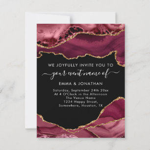 Evento de Casamento Código QR Borgonha Dourada Pr