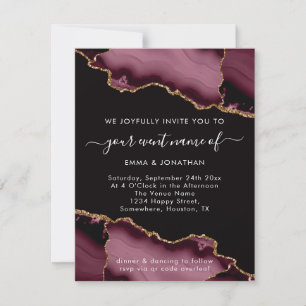 Evento de Casamento Código QR Rosa Burgundy Marsal