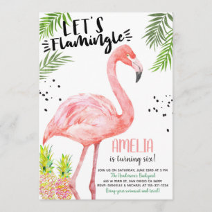 Evento de Convite para Aquarela Flamingo Pineapple
