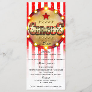 Evento de Festa de Circo Menu Listrado de Vermelho