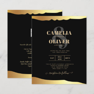 Evento Elegante de Espelho Ouro de Casamento Preto