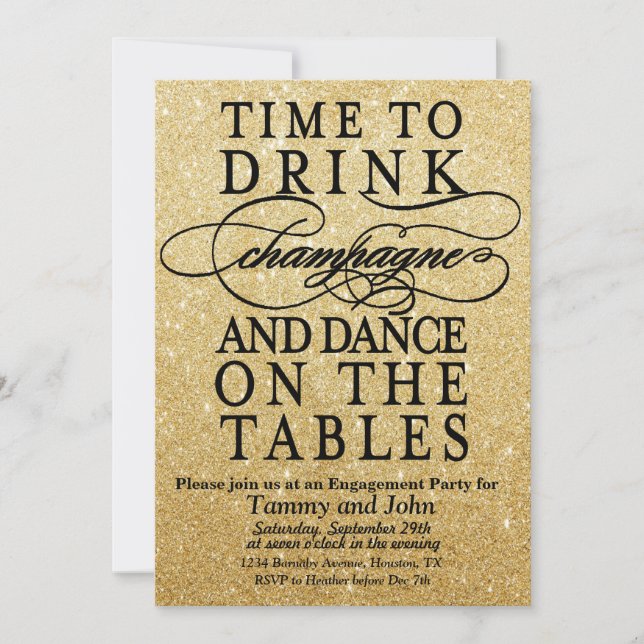 EVENTO - Hora de Beber Champanhe Convite (Frente)