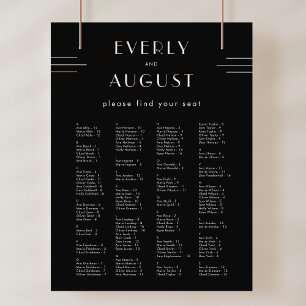 EVERLY Art Deco Black Weding Seating Chart Poster