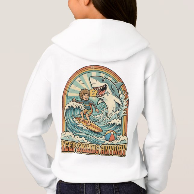 Everything Is Fine Funny Retro Shark Beach Graphic (Verso)