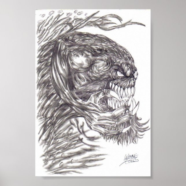 Evil Demon Creature Art Poster Print (Frente)