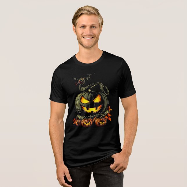 Evil Pumpkin with Snake Halloween Artwork (Frente Completa)