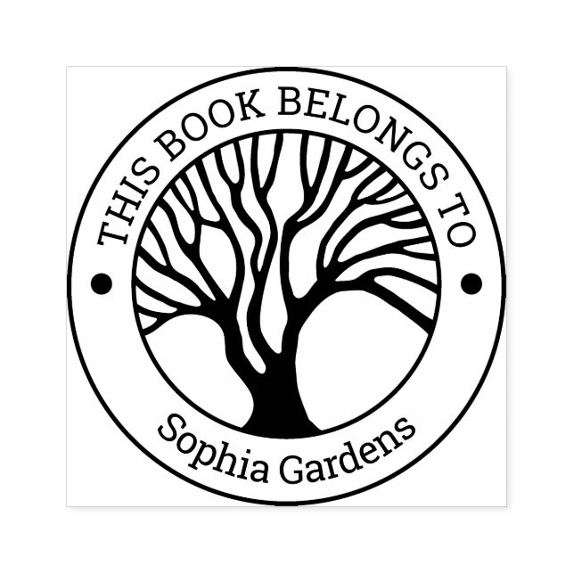 Ex-Libris - Árvore viva 02 Carimbo de borracha (Impressão)