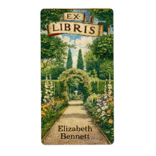 Ex Libris de Jardim Vintage para Etiqueta de Livro