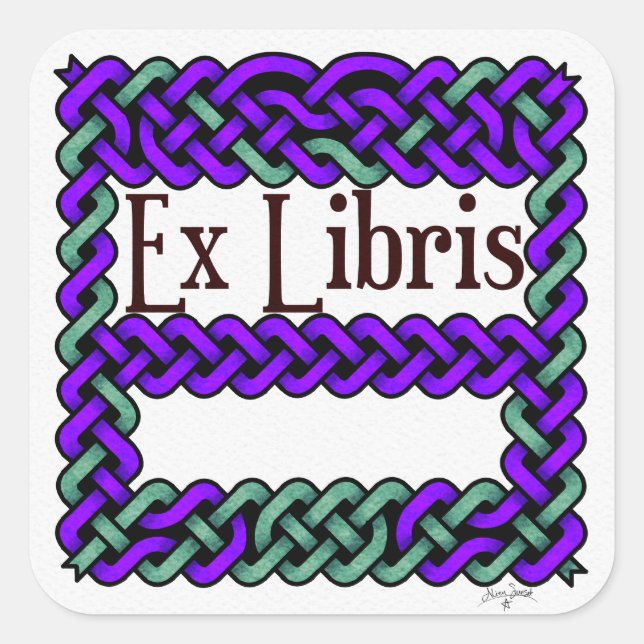 ex libris nó celta roxo etiqueta de livro (Frente)