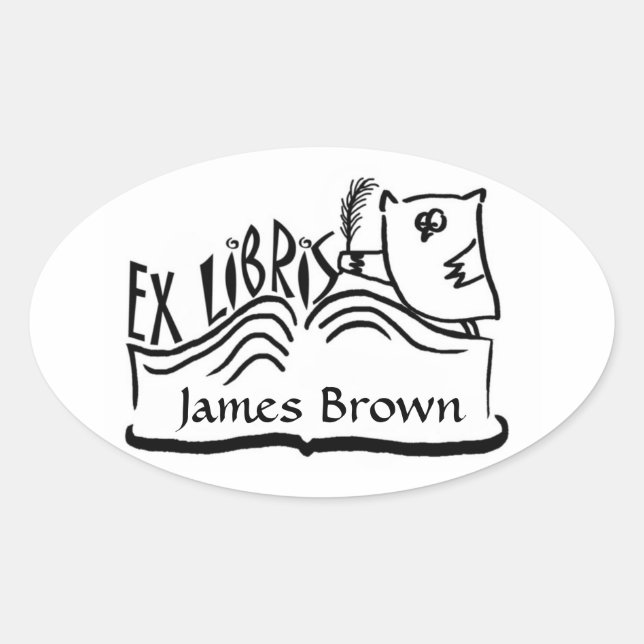 Ex Libris Owl com adesivos para livros (Frente)
