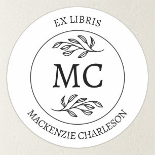 Ex Libris Personalizado com Monograma de Etiqueta